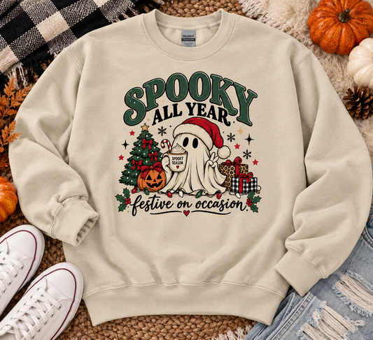 Spooky All Year Festive on Occasion Sweatshirt | Halloween Christmas Crewneck
