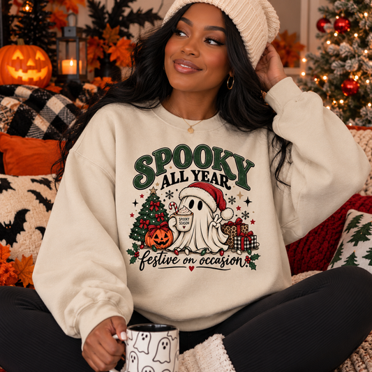 Spooky All Year Festive on Occasion Sweatshirt | Halloween Christmas Crewneck