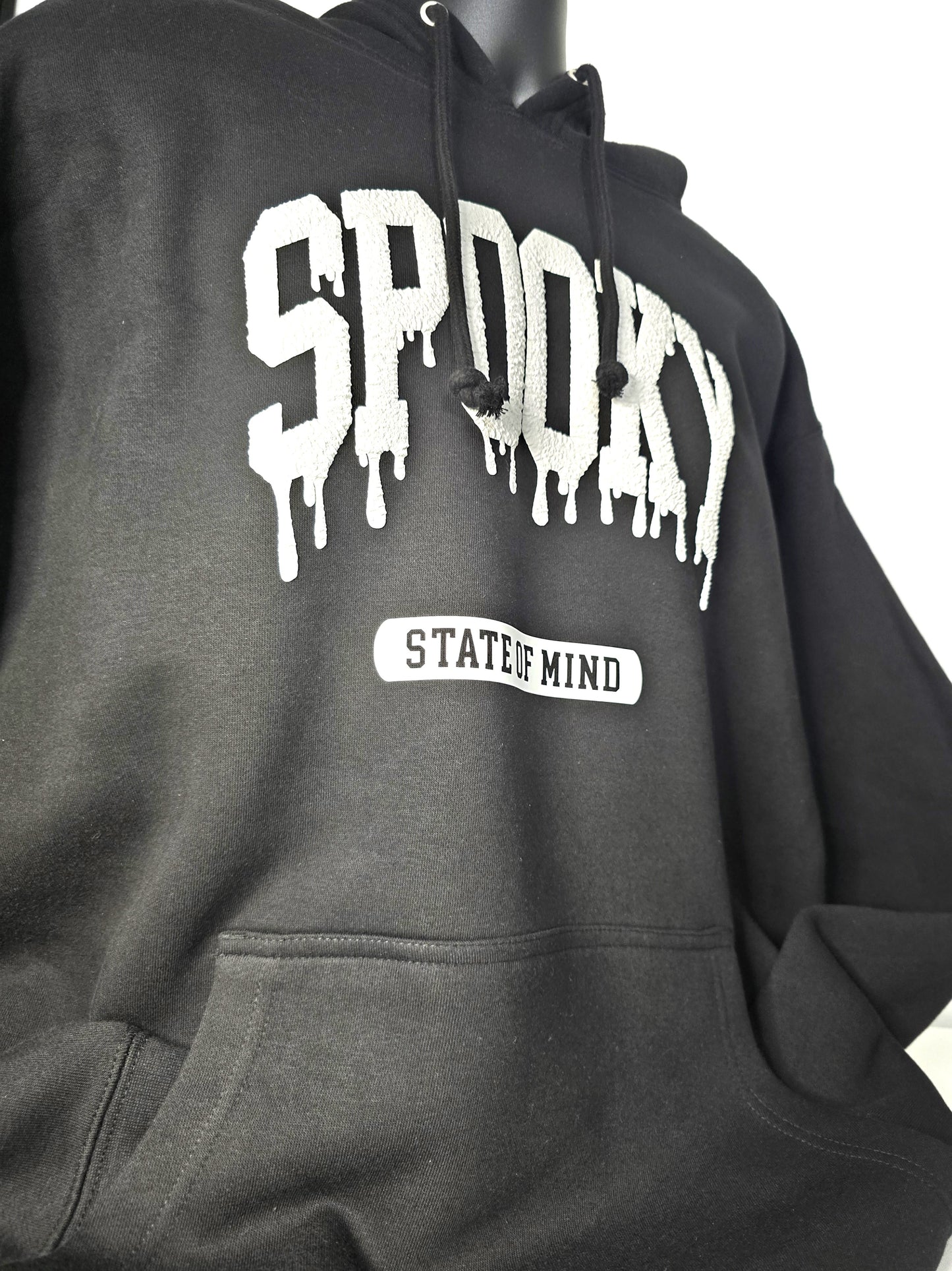 Spooky State of Mind Hoodie – Puff Vinyl Raised Lettering – Unisex Heavyweight Fleece