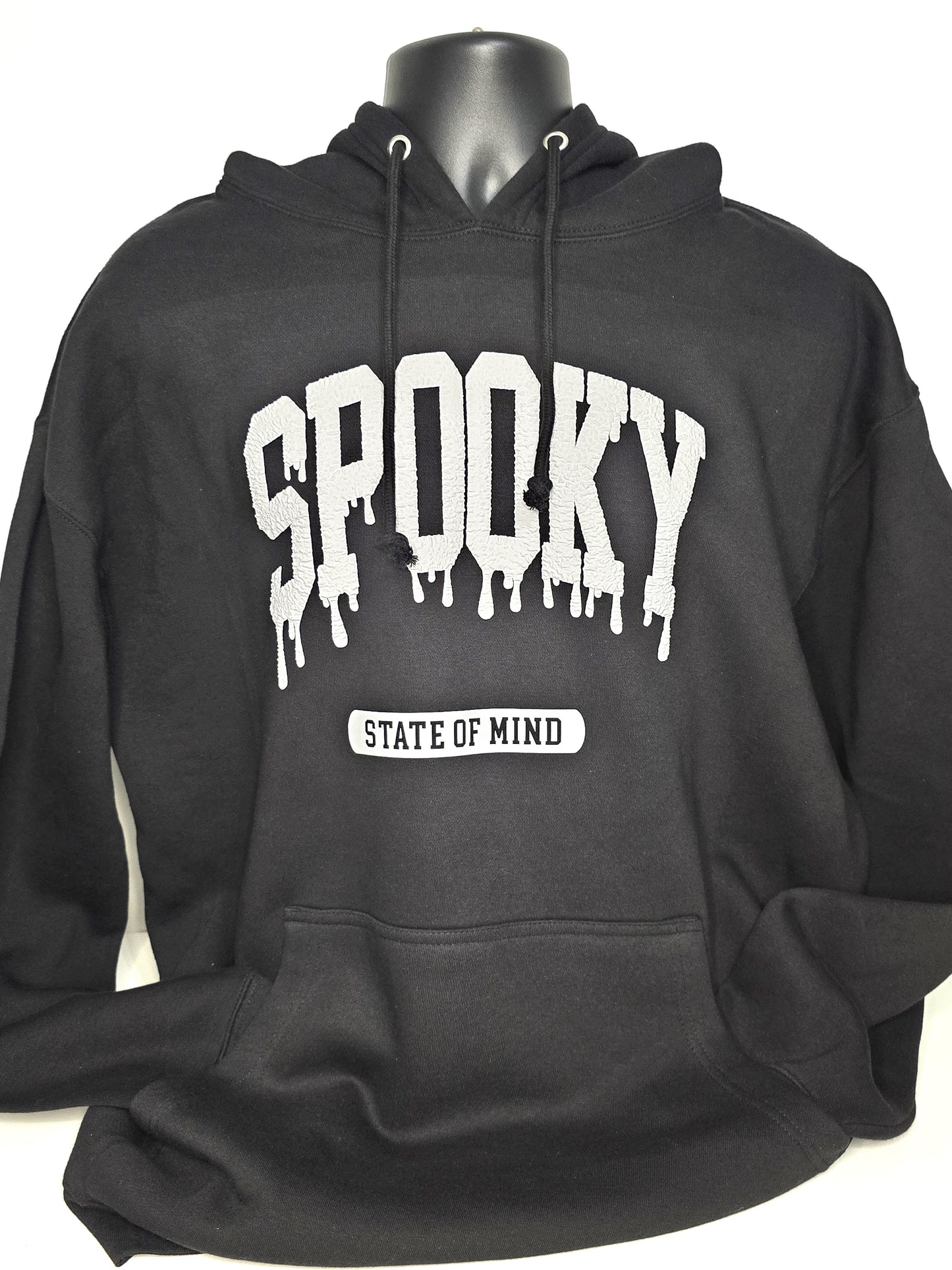 Spooky State of Mind Hoodie – Puff Vinyl Raised Lettering – Unisex Heavyweight Fleece